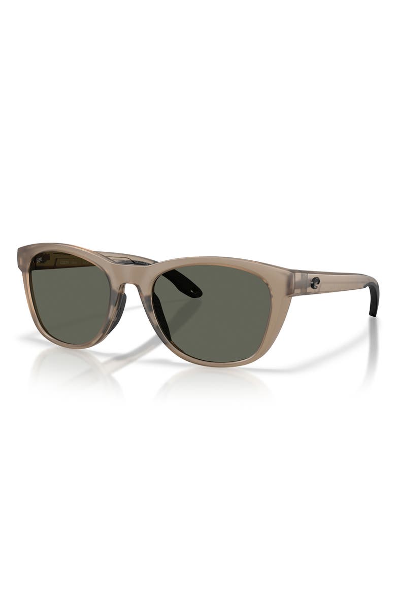 Costa Del Mar Aleta 54mm Polarized Round Sunglasses, Alternate, color, Matte Brown Smoke / Gray 580G