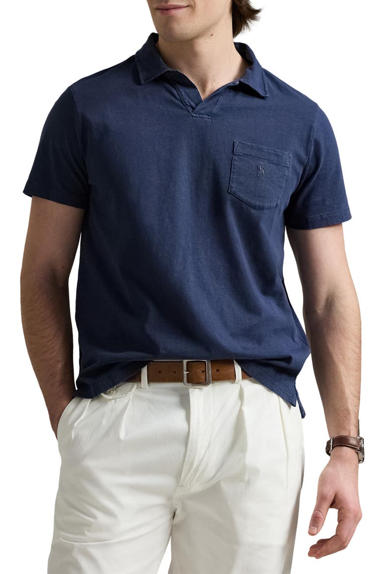 Linen & Cotton Polo, Main, color, NEWPORT NAVY