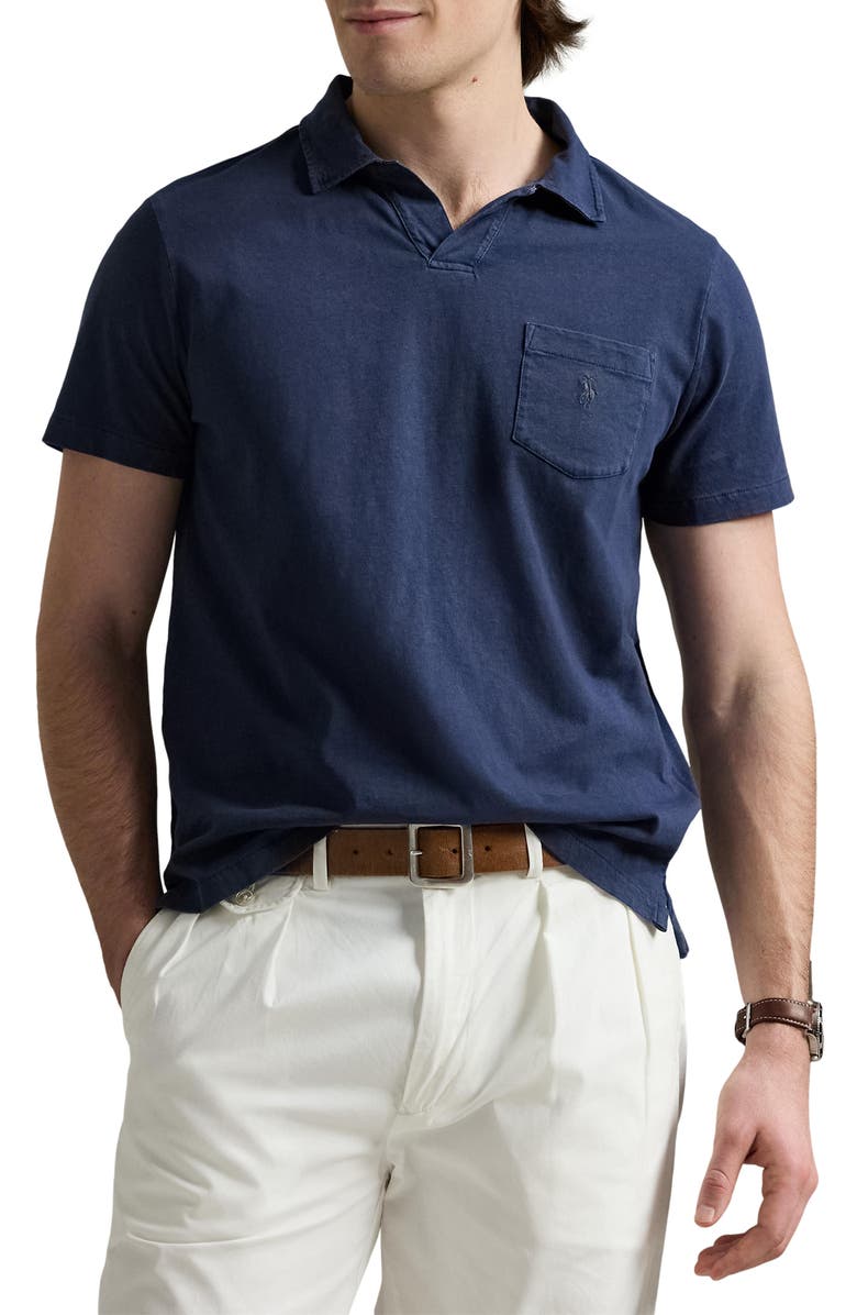 Polo Ralph Lauren Linen & Cotton Polo, Main, color, Newport Navy