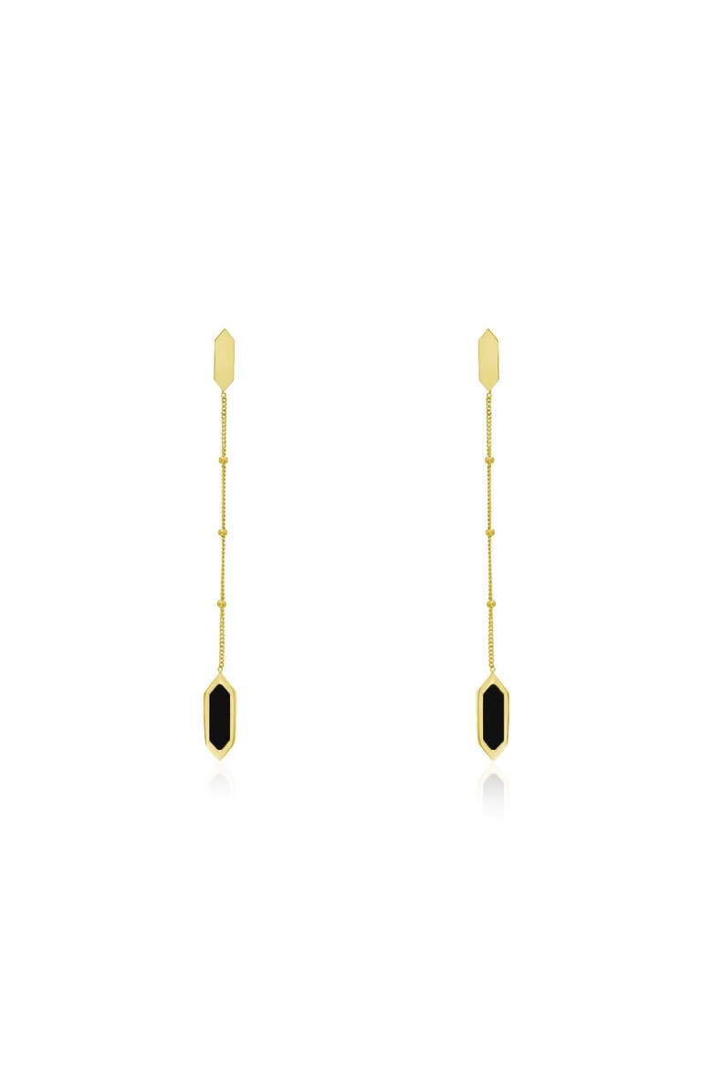 The Lovery Fine Jewelry Onyx Hexagon Bead Drop Earrings, Alternate, color, Onyx
