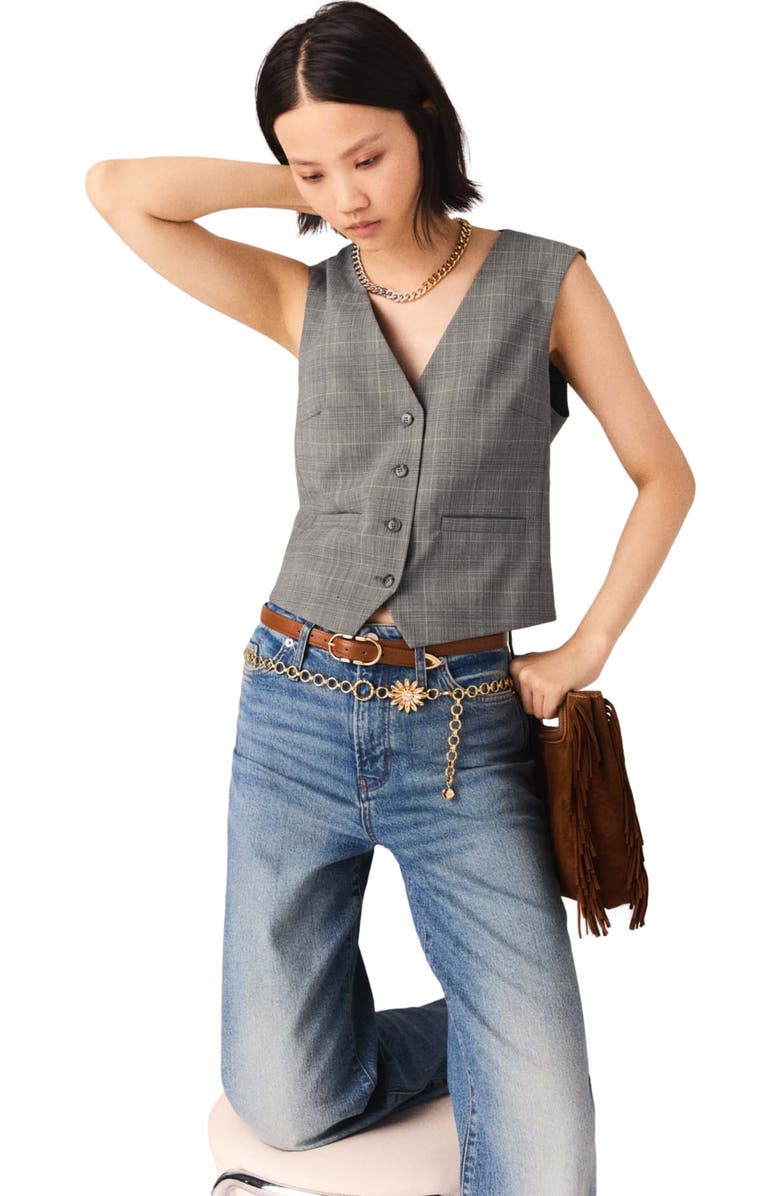 maje Checked tailored jacket, Alternate, color, Grey