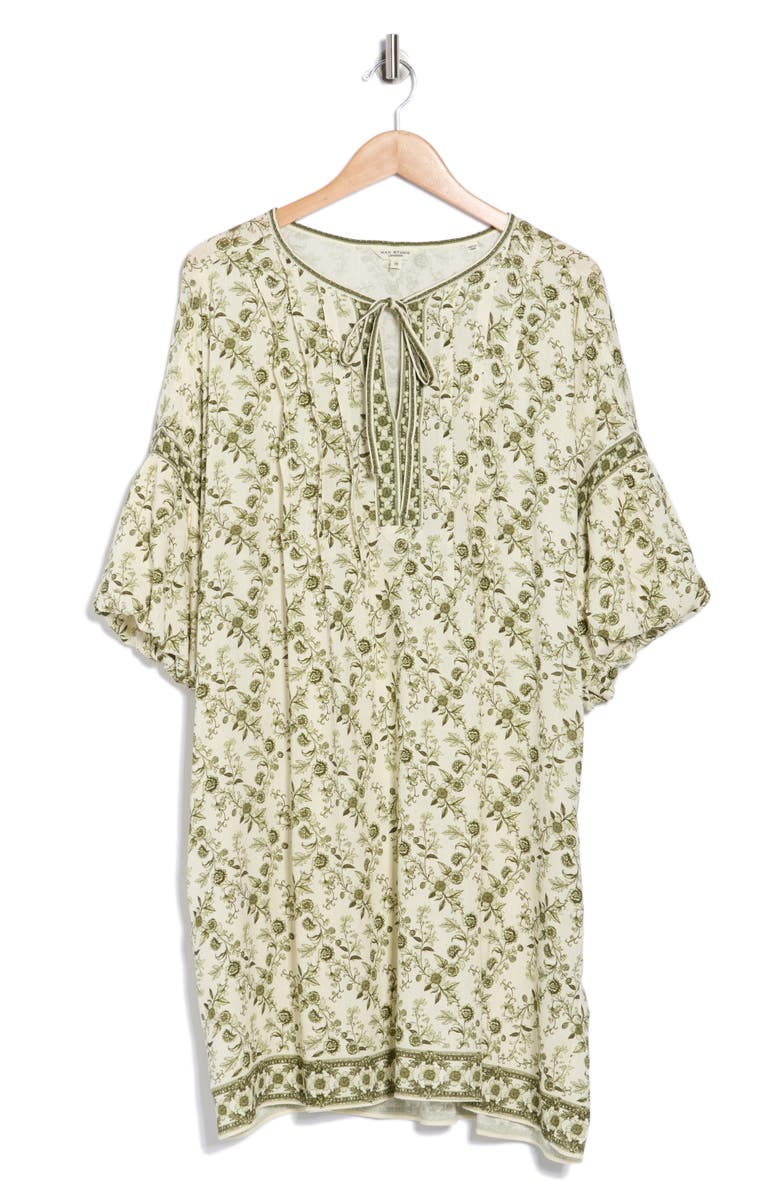 MAX STUDIO Puff Sleeve Dress, Alternate, color, Cream/ Green Floral