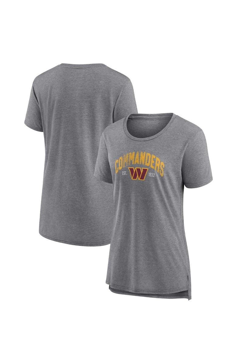 FANATICS Women's Fanatics Branded Heathered Gray Washington Commanders Drop Back Modern T-Shirt, Main, color, Heather Gray
