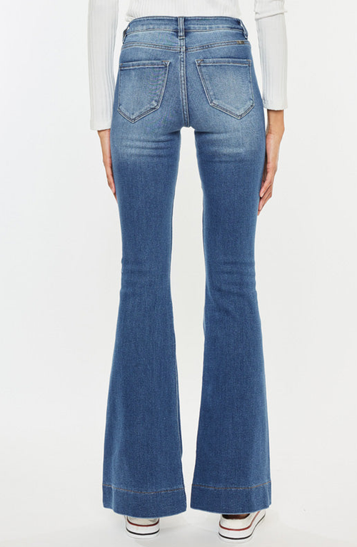 Kancan Roxanne High Rise Flare Jeans In Medium Wash