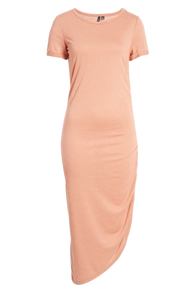 Jenny Asymmetrical Ruched T-Shirt Dress, Alternate, color, OLD ROSE