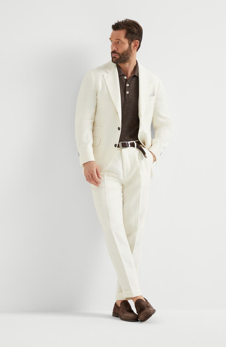 Brunello Cucinelli Half English rib knit polo, Alternate, color, 