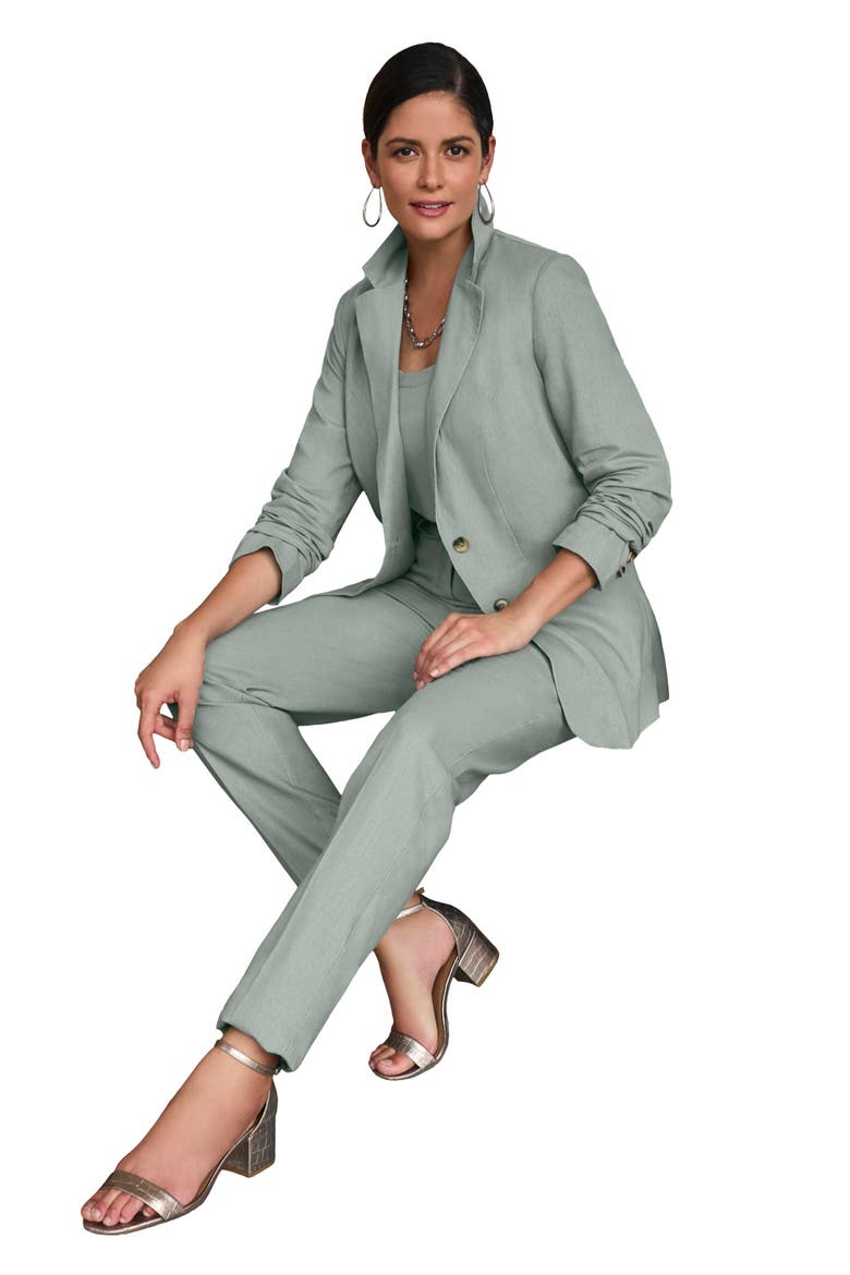 Linen Blazer, Main, color, GREY SPRUCE