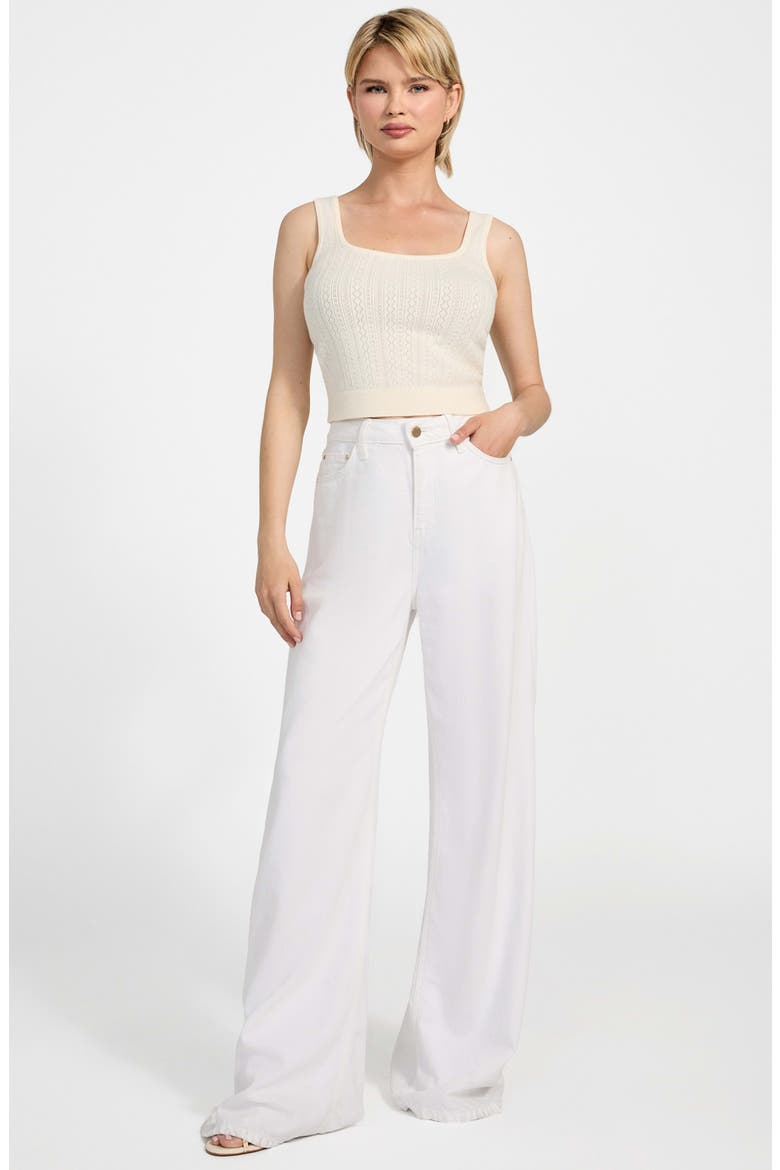 Lyla Pointelle Crop Sweater Tank, Alternate, color, CREAM WHITE