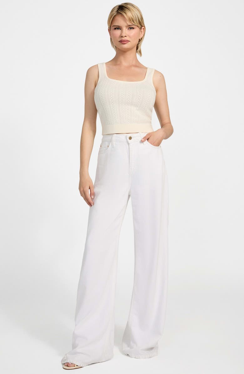 GUESS Lyla Pointelle Crop Sweater Tank, Alternate, color, Cream White