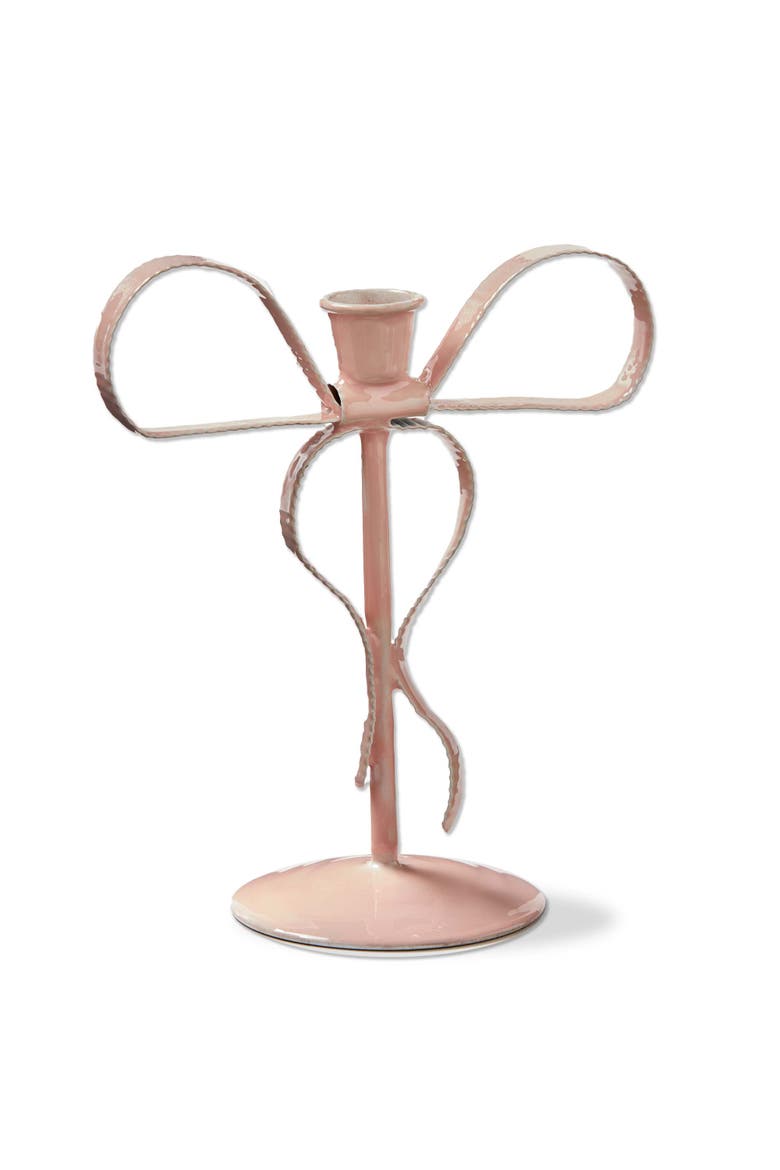 Very Merry Bow Taper Holder Small Pink Candle Holder, Main, color, Pink
