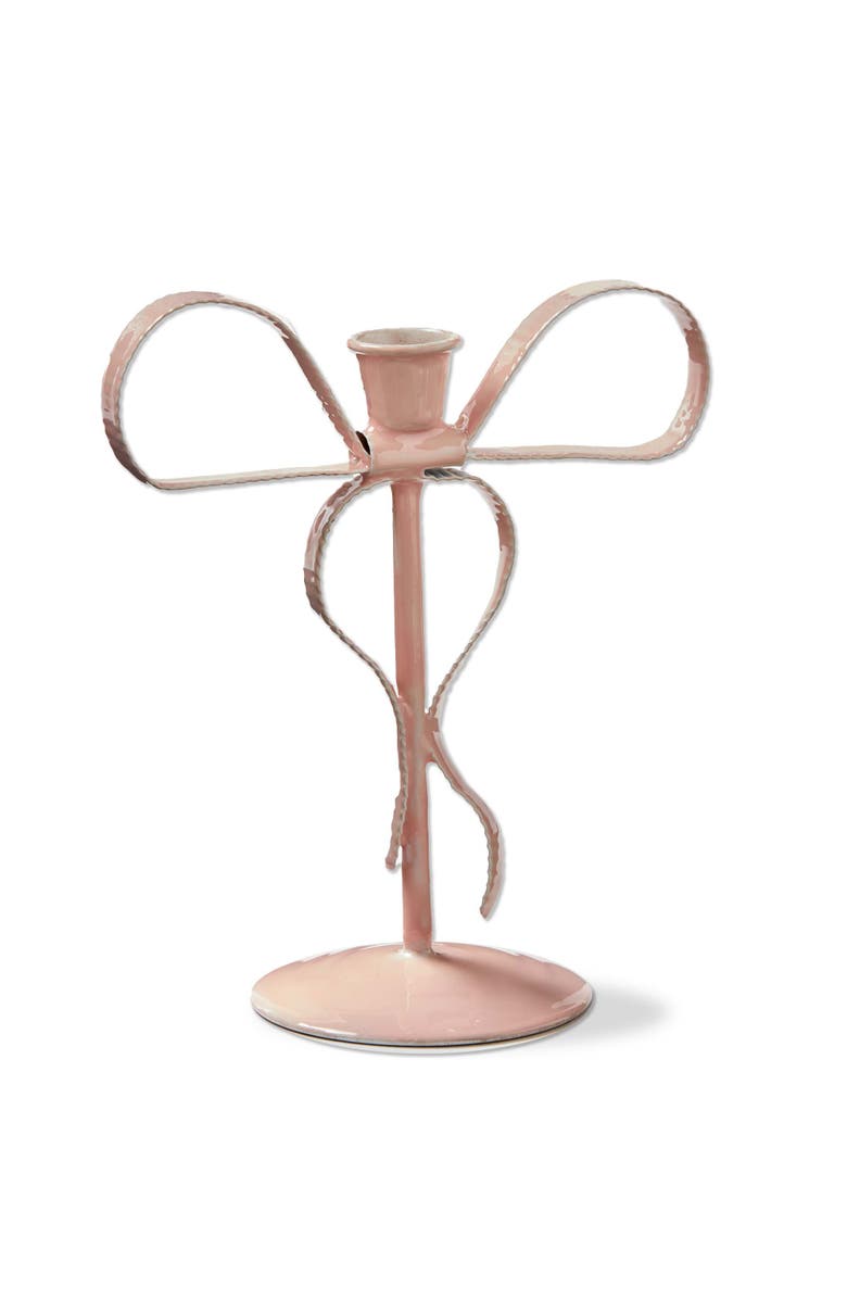 tag Very Merry Bow Taper Holder Small Pink Candle Holder, Main, color, Pink