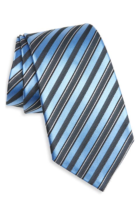 Chevron Stripe Mulberry Silk & Cotton Tie