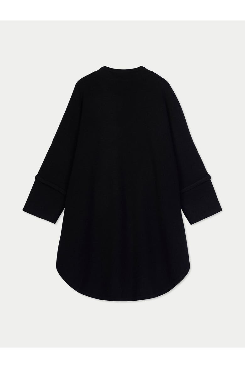 Cashmere Button-Front Poncho, Alternate, color, black