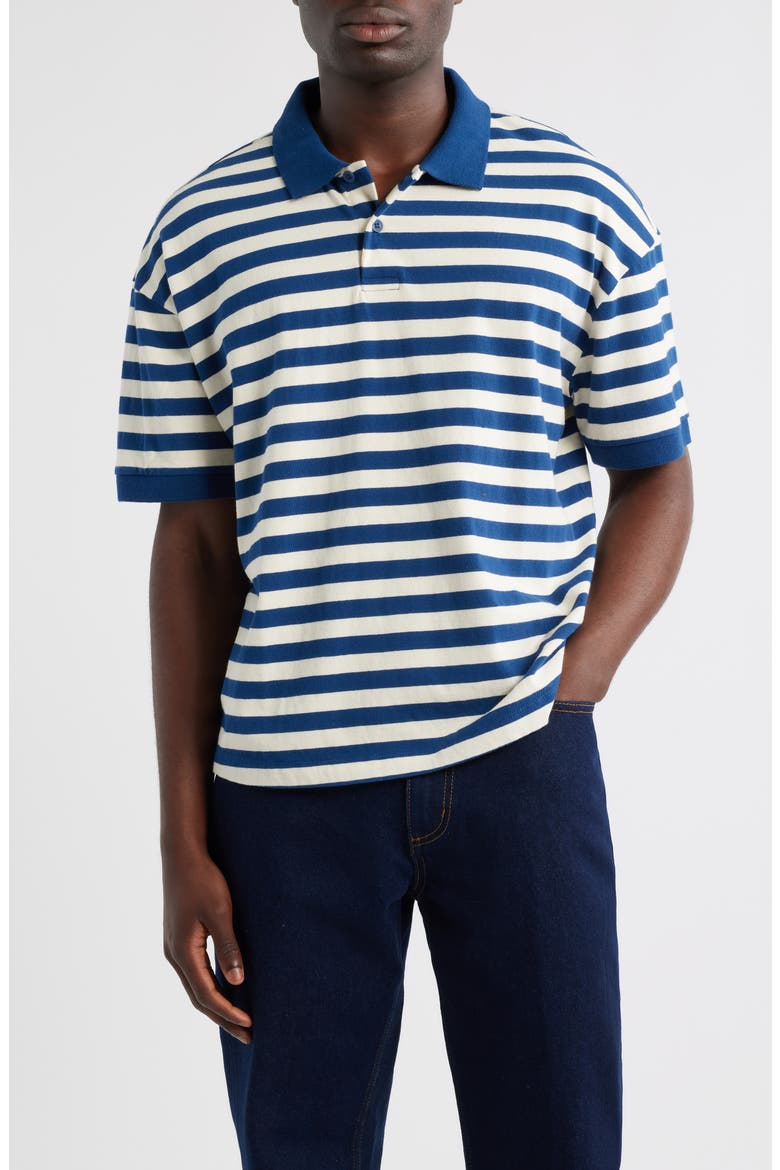Trademark Stripe Polo (Nordstrom Exclusive), Main, color, NAVY/ WHITE STRIPE