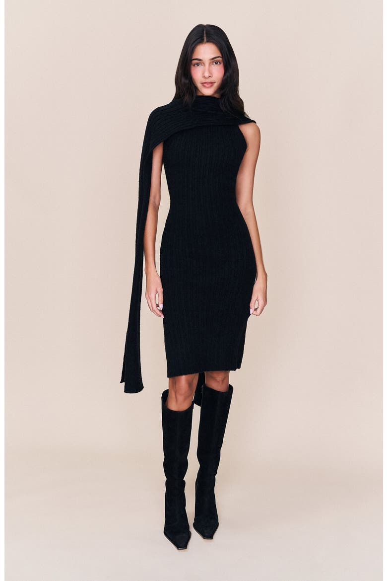 Hooded Knit Dress, Main, color, Black