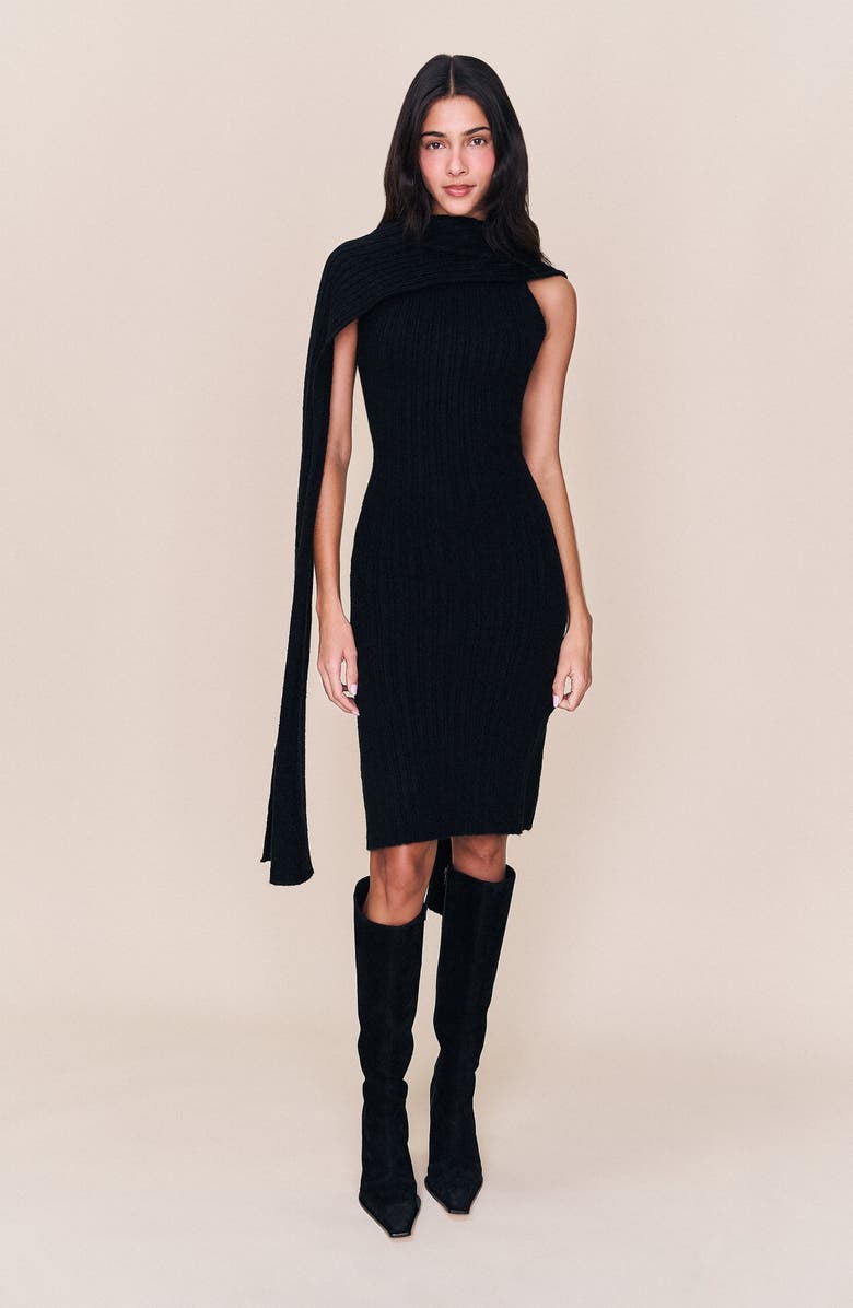 Guizio Hooded Knit Dress, Main, color, Black