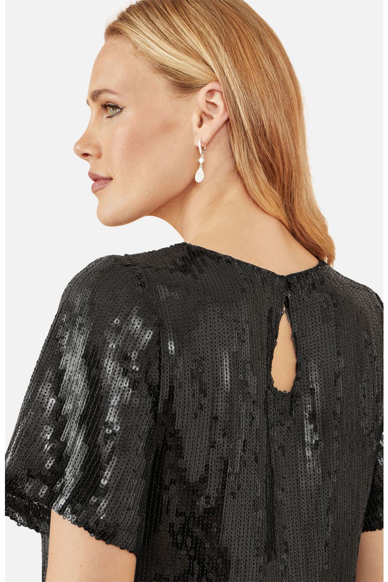 Sequin Tassels Hem Midi Tunic Dress, Alternate, color, Black