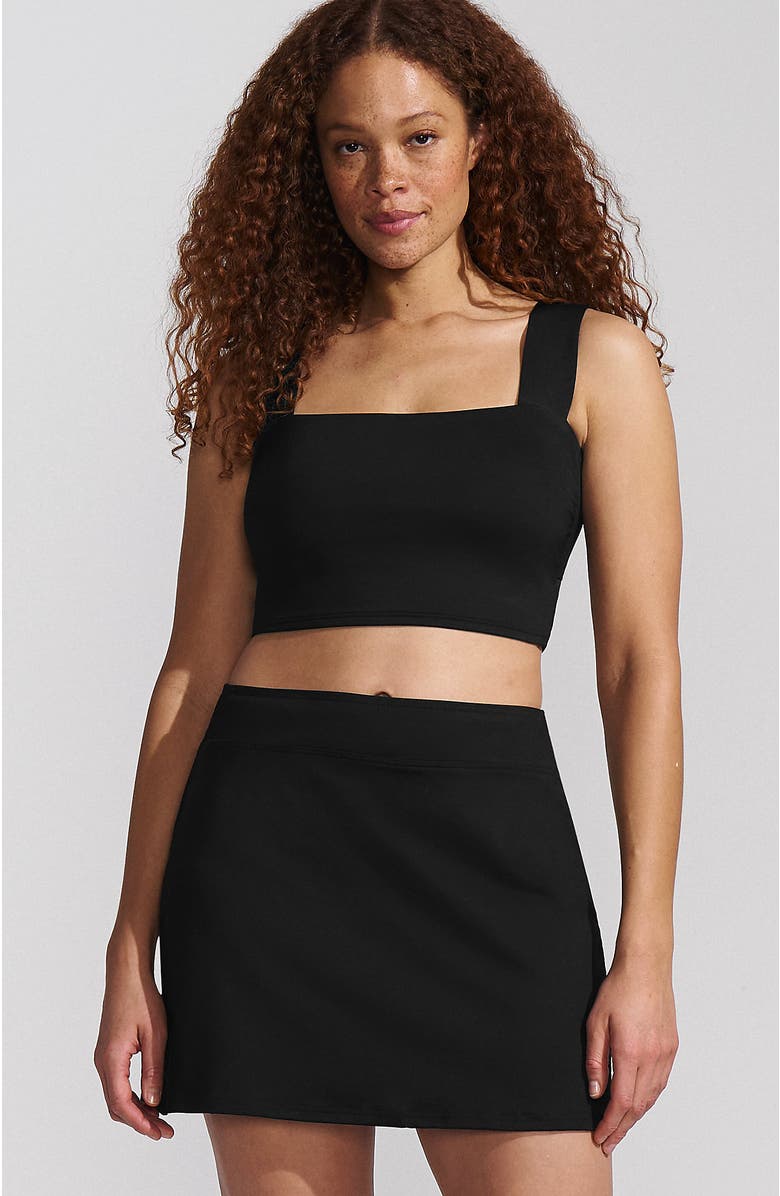 Lands' End Square Neck Midkini Swimsuit Top, Main, color, Black