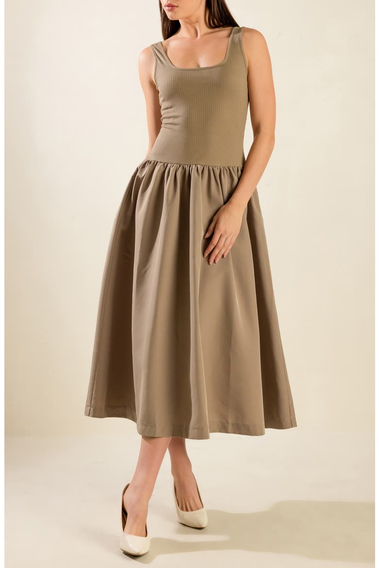 Sleeveless Mixed Media Maxi Dress, Alternate, color, TAUPE