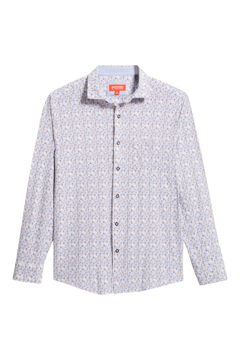 XC Motion Performance Knit Button-Up Shirt, Alternate, color, BLUE/ TAN SPLIT DISC