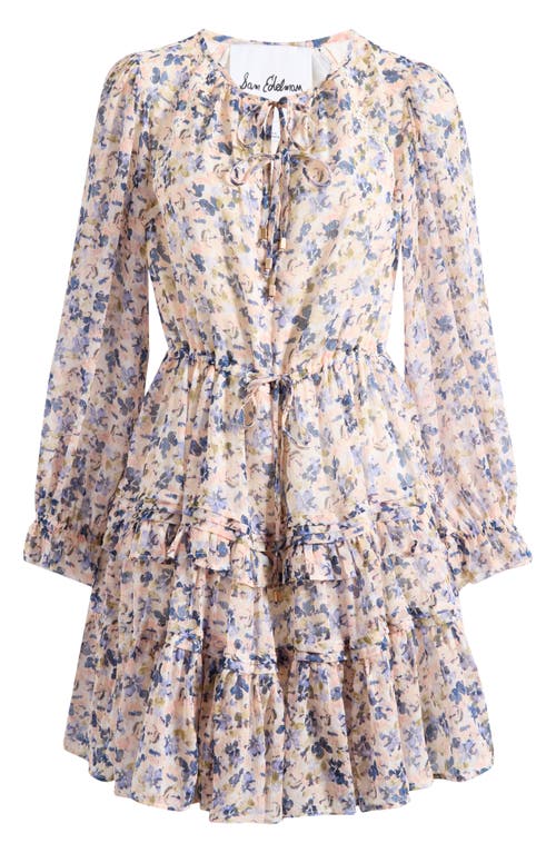 SAM EDELMAN SAM EDELMAN SAVANA FLORAL LONG SLEEVE TIERED DRESS