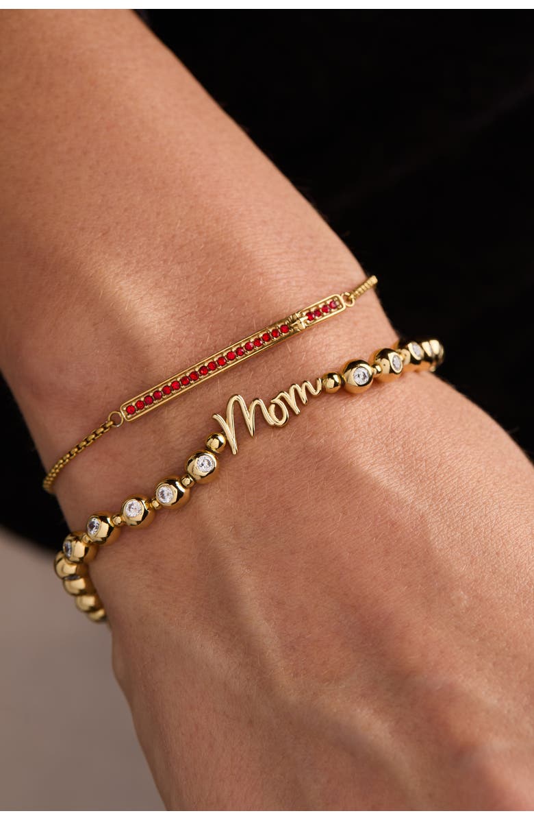 Alex and Ani Mom Elongated Crystal Stretch Bracelet, Alternate, color, Gold