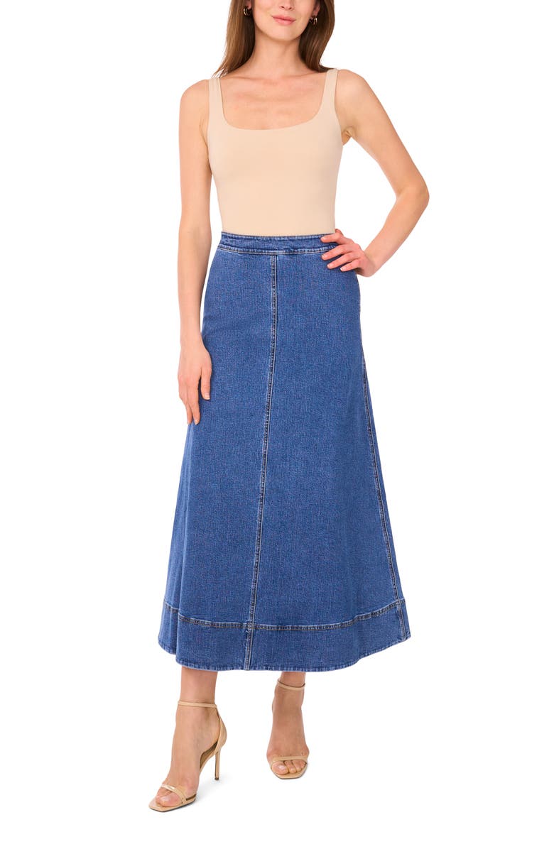 Parker The Fern Denim Midi Skirt, Alternate, color, Navy Yard