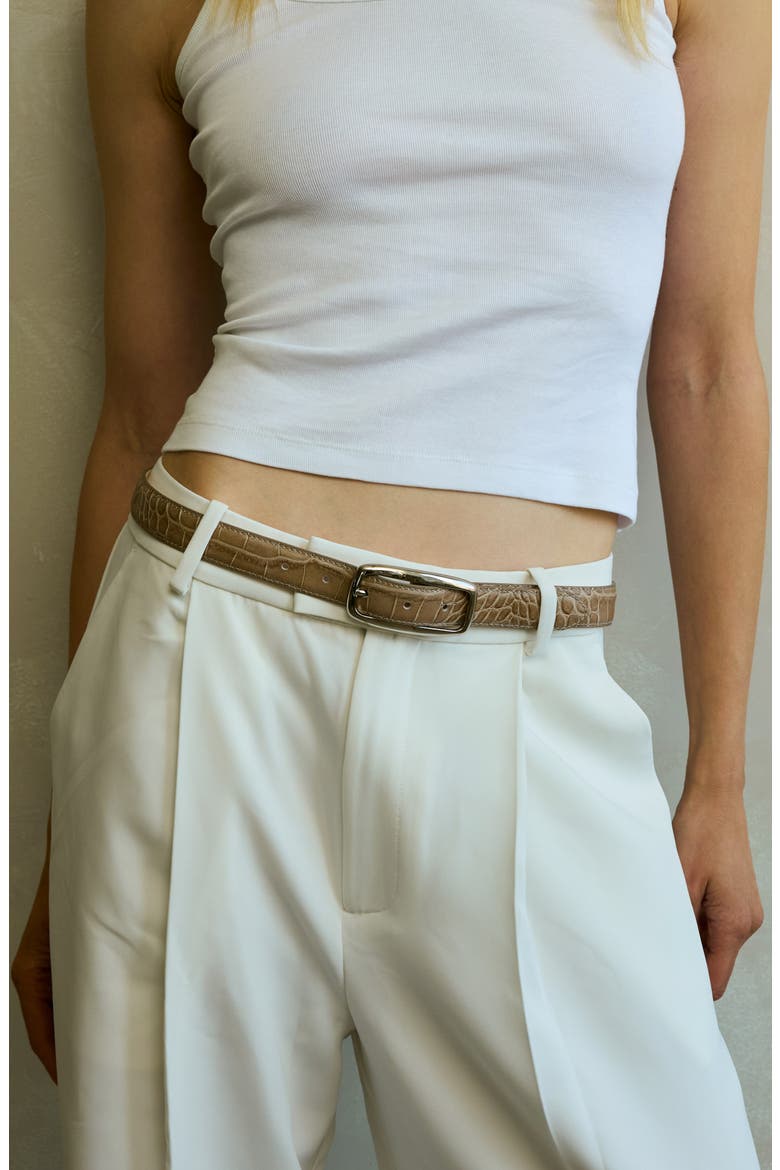 No. 19 Leather Belt, Alternate, color, ETOUPE CROC/ SILVER
