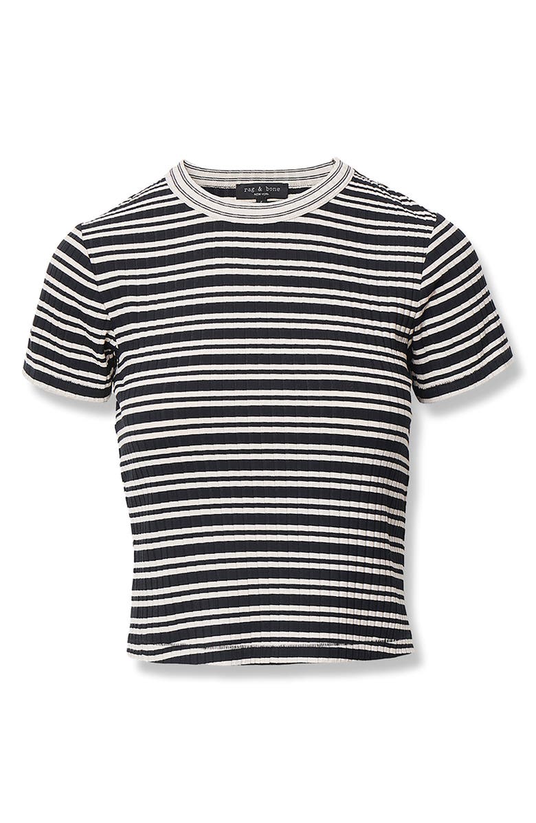 rag & bone Luca Rib Stripe T-Shirt, Alternate, color, Ivory/Black Multi
