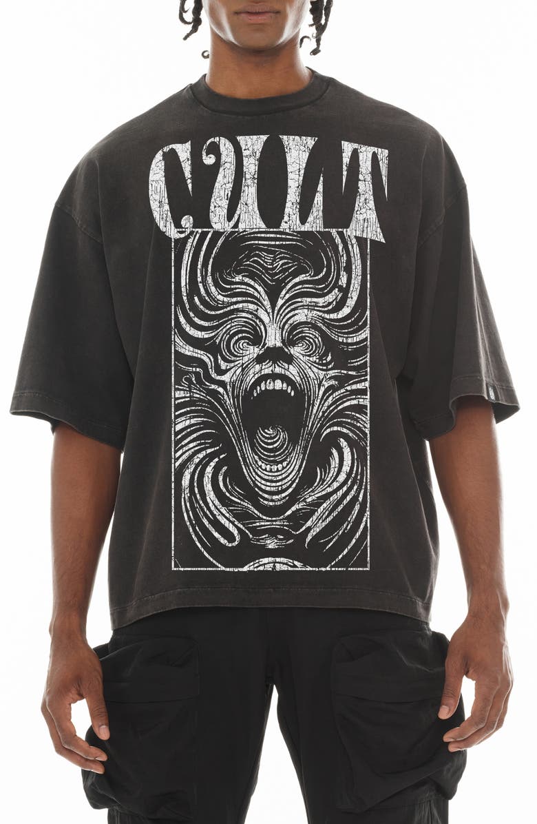 Cult of Individuality Graphic Crewneck Cotton T-Shirt, Main, color, Vintage Charcoal