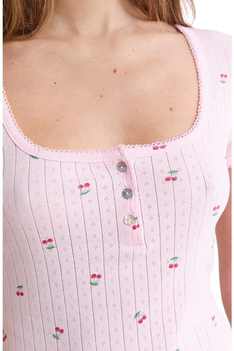 Katell Pointelle Cotton Pajama Top, Alternate, color, ROSE
