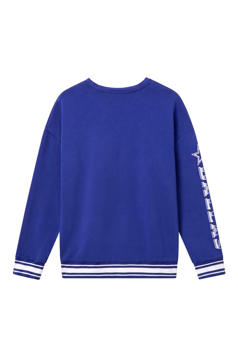 Dallas Cowboys Oversize Striped Rib Fleece Crewneck Sweatshirt, Alternate, color, LIBERTY