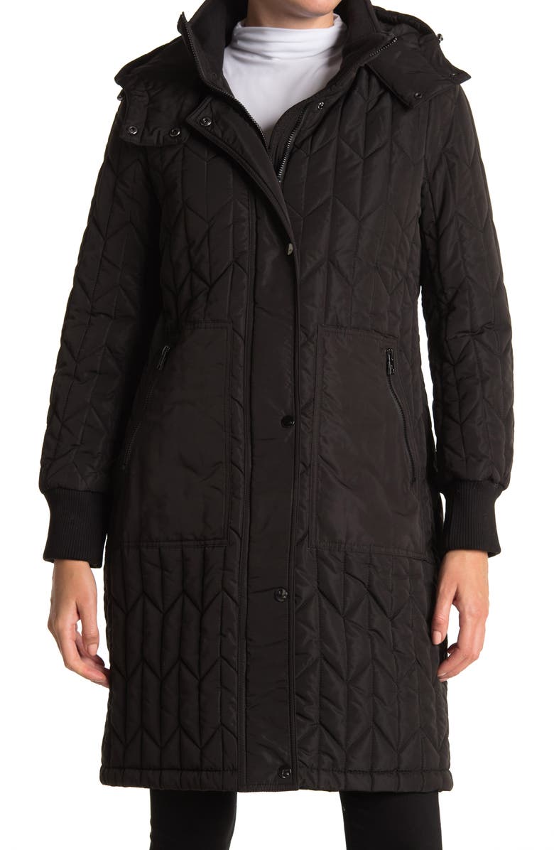 Andrew Marc Herringbone Quilted Coat, Main, color, 