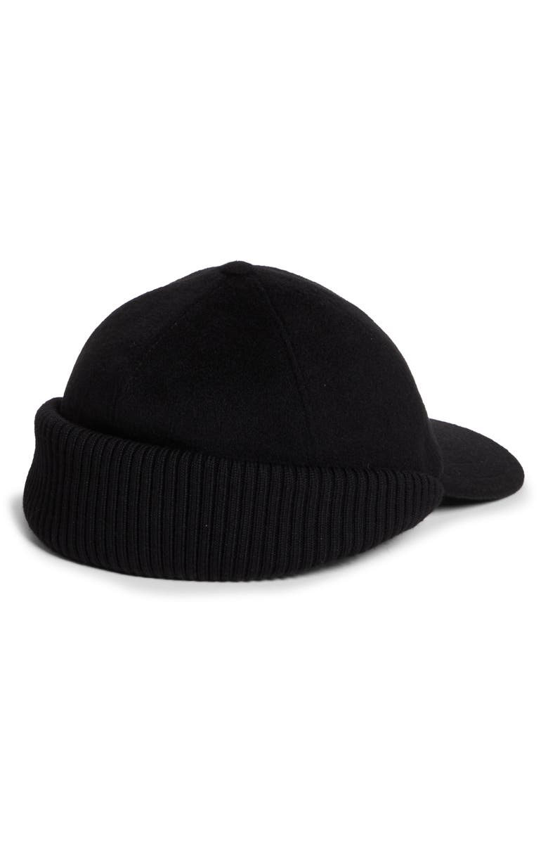 Burberry Cashmere Baseball Cap with Knit Cuff, Alternate, color, Black