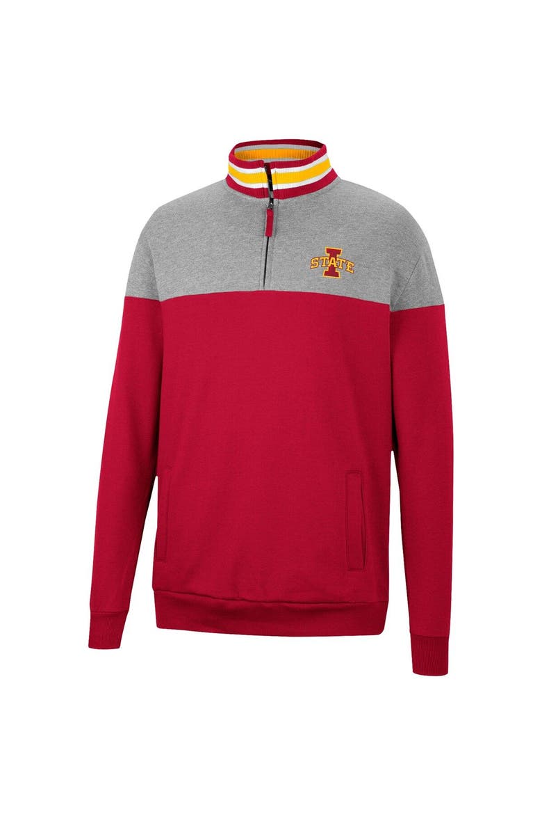 Men's Colosseum Heathered Gray/Cardinal Iowa State Cyclones Be the Ball Quarter-Zip Top, Alternate, color, Cardinal