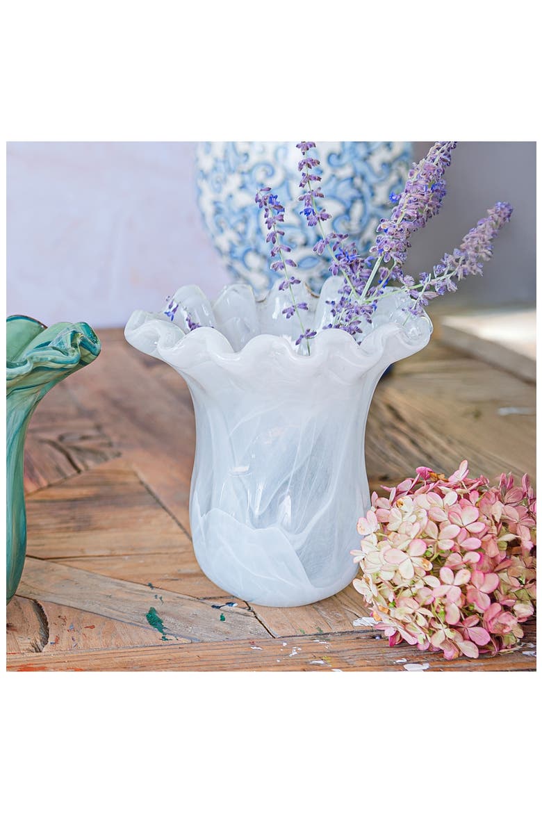 Onda White Glass Small Tulip Vase, Alternate, color, WHITE