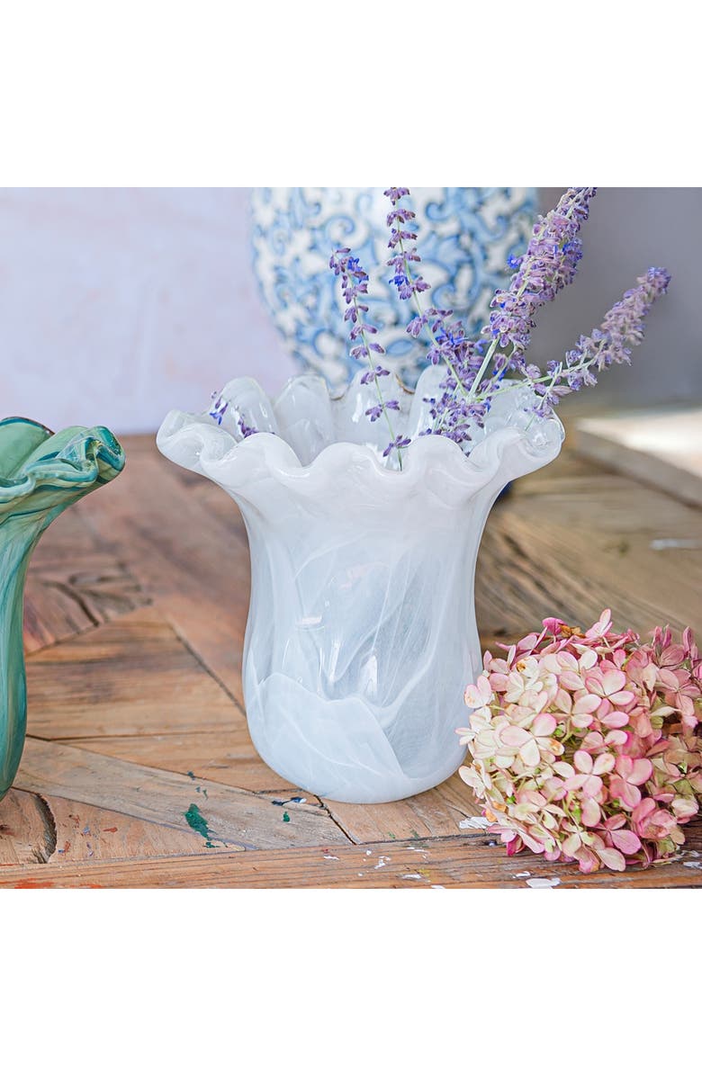 VIETRI Onda White Glass Small Tulip Vase, Alternate, color, White