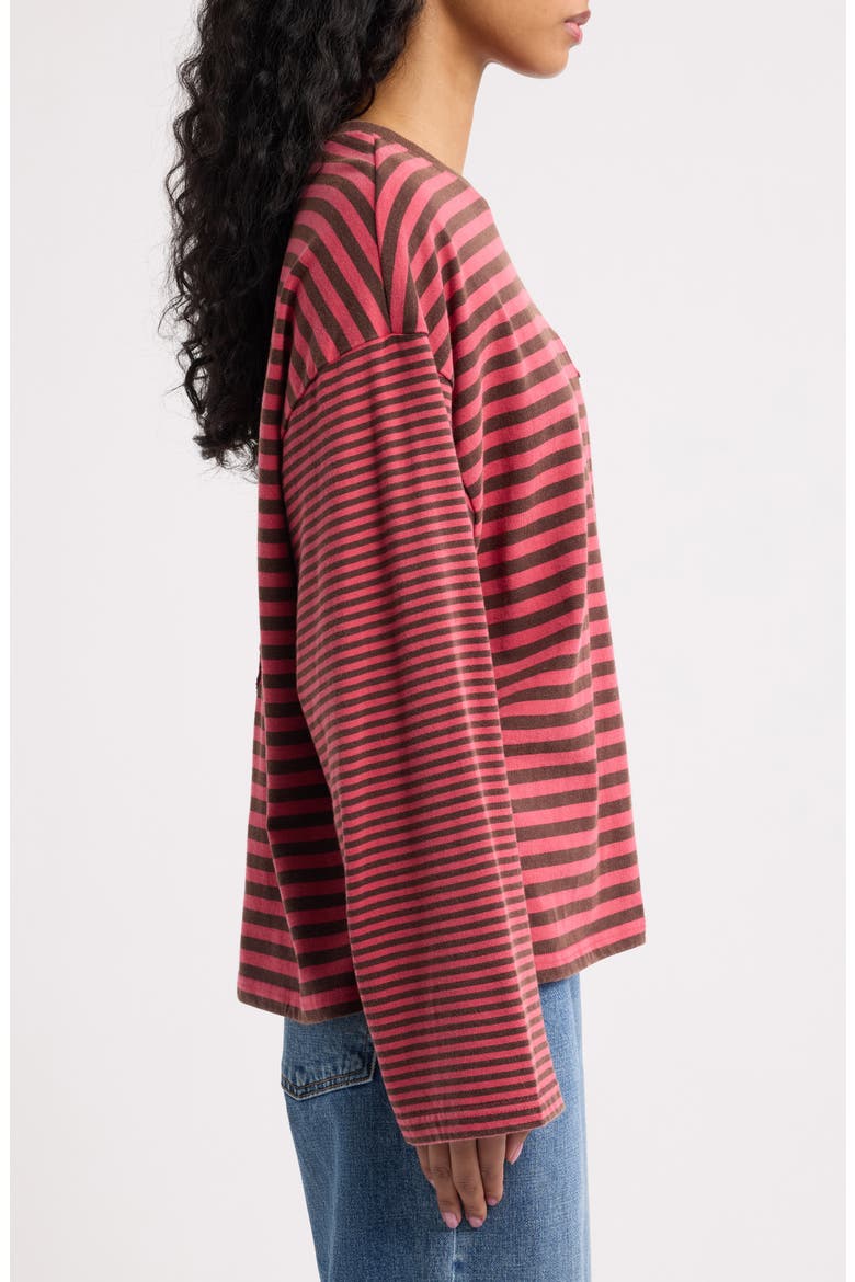 Mixed Stripe Long Sleeve T-Shirt, Alternate, color, RED