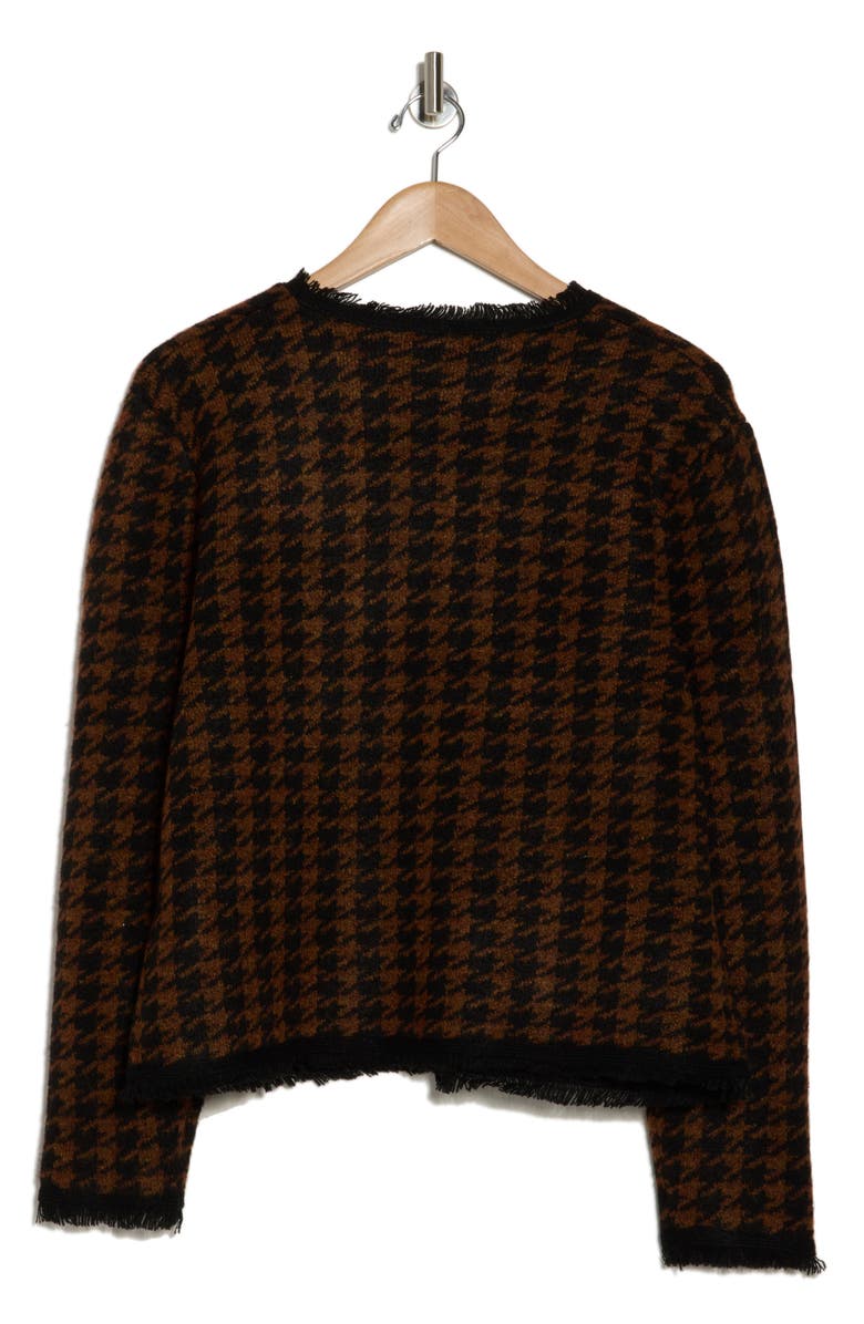 MAX STUDIO Fringe Houndstooth Jacket, Alternate, color, Black/ Vicuna Houndndstooth