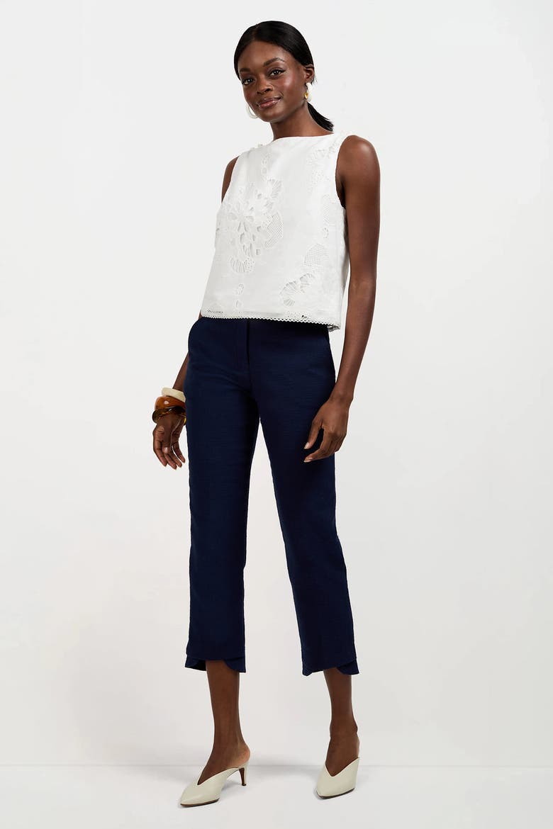 Alessandra Top Cropped Cotton Eyelet, Alternate, color, Whitewash