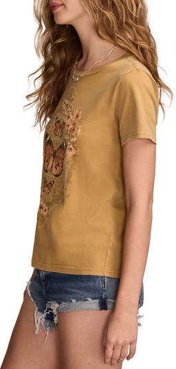 Lucky Brand Butterfly Frame Classic Crewneck Graphic T-Shirt