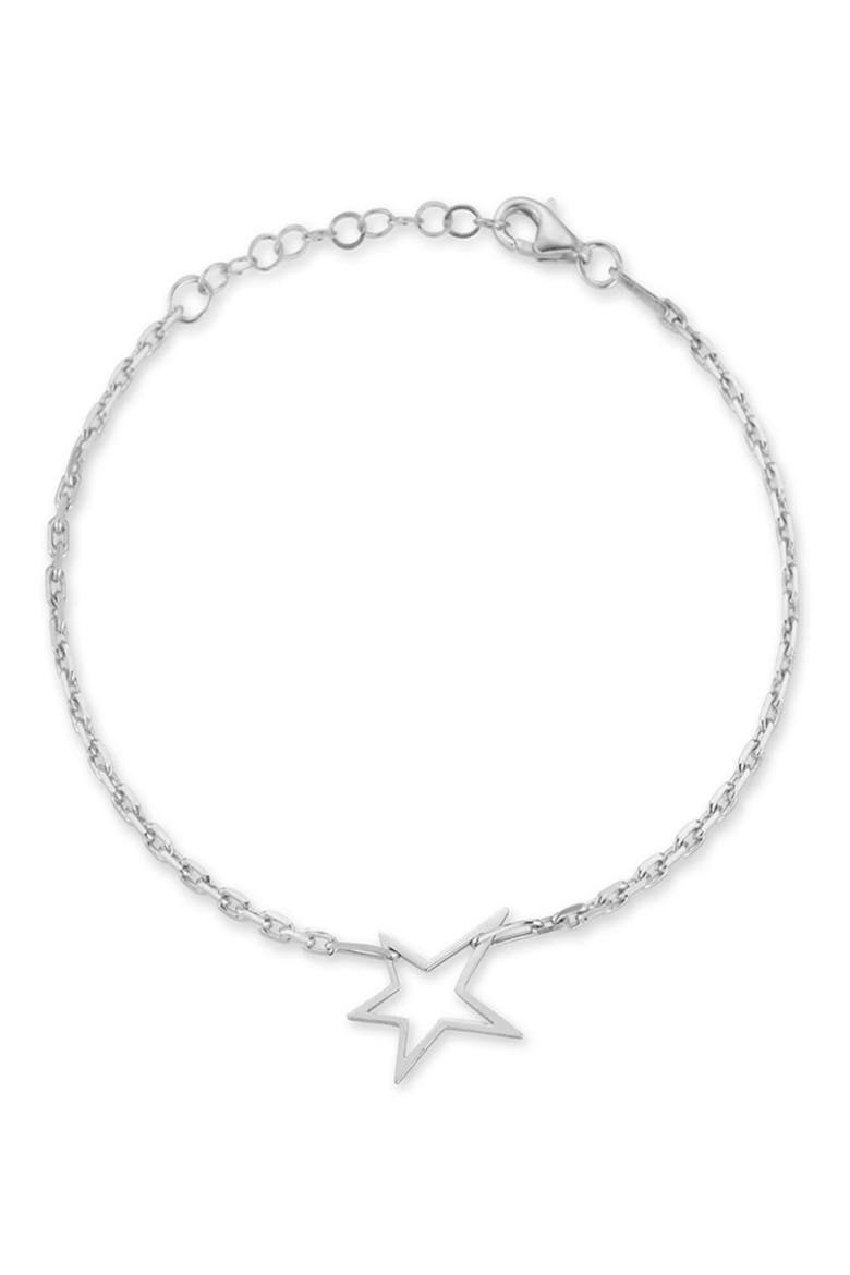 Star Charm Paper Clip Chain Bracelet, Main, color, SILVER