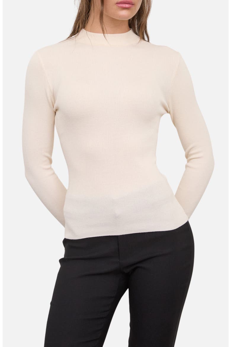 Mock Neck Long Sleeve Sweater Knit Top, Main, color, ECRU