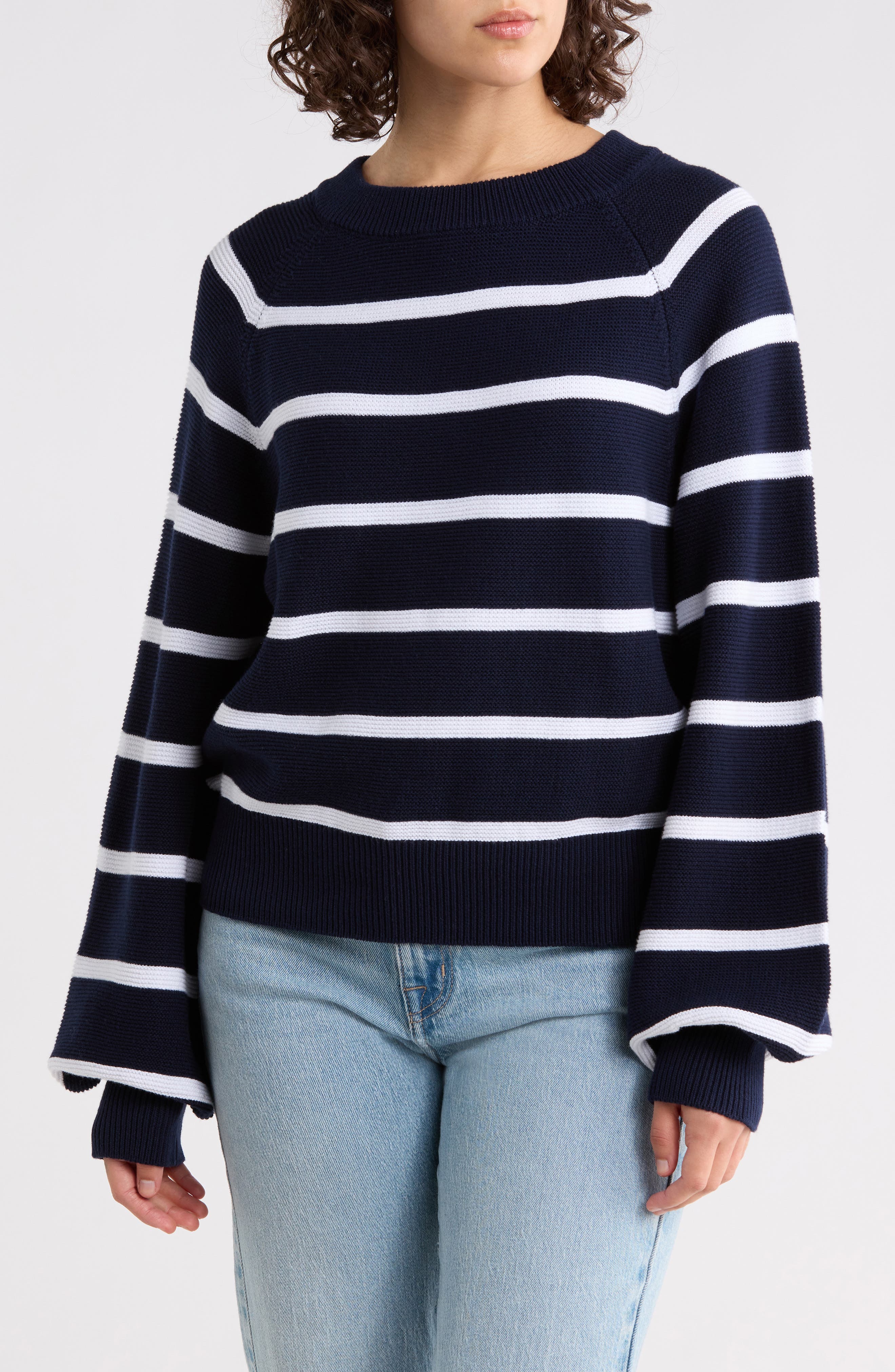 French Connection Mozart Stripe Balloon Sleeve Sweater