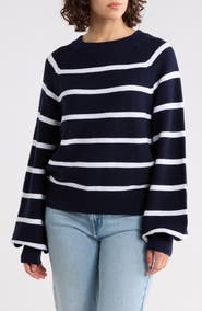 French Connection Mozart Stripe Balloon Sleeve Sweater