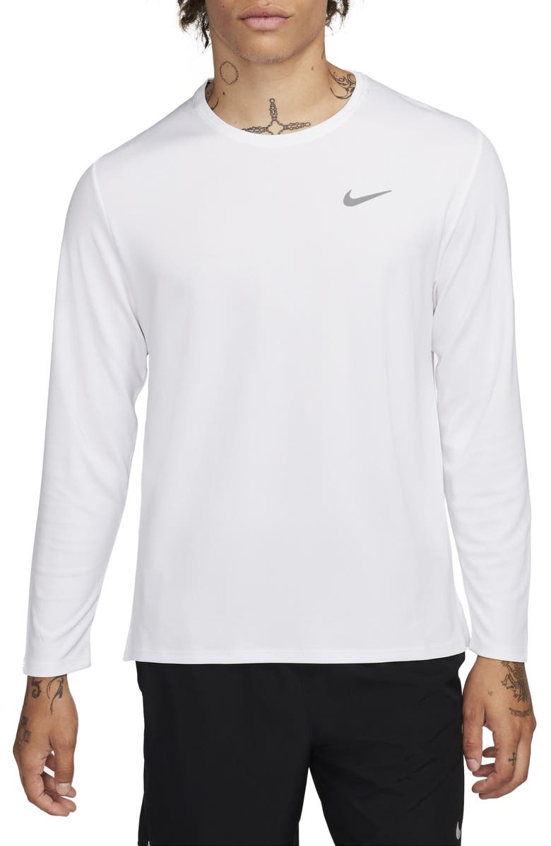 Nike Dri-FIT UV Long-Sleeve Running Top, Main, color, 100 White/Refsil