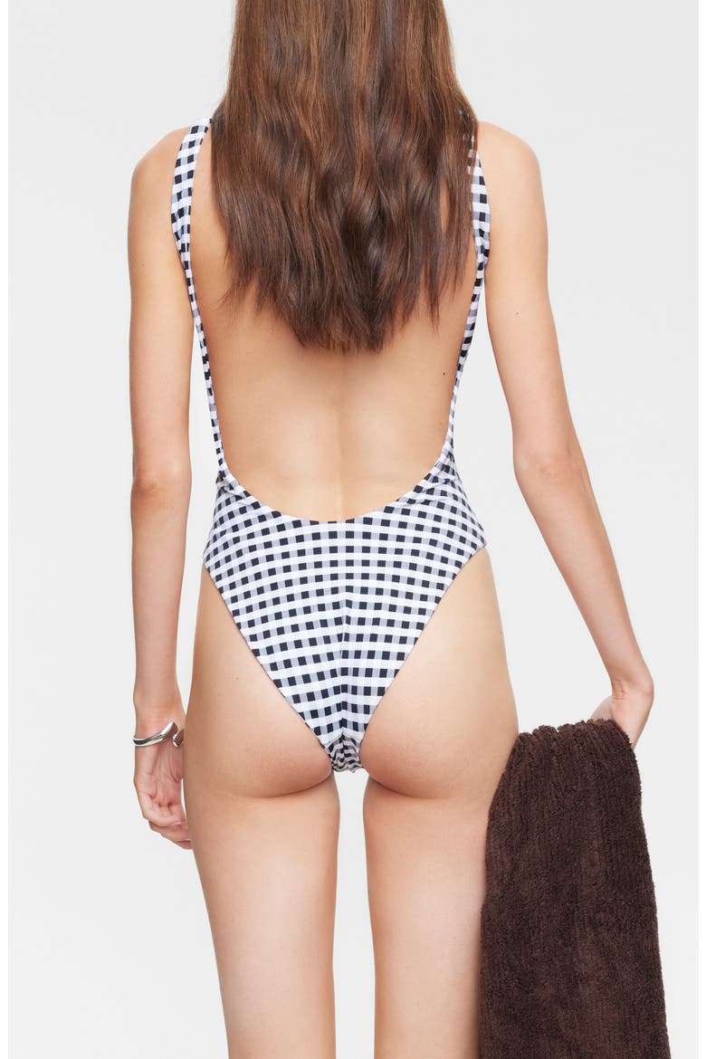 Kenny Gingham One-Piece Swimsuit, Alternate, color, NOIR CHECK