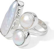 YS GEMS Triple Cultured Freshwater Pearl Statement Ring