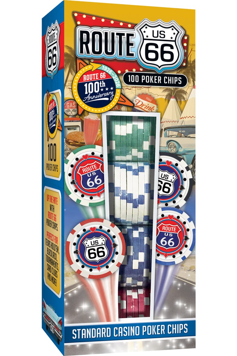 Route 66 100 Piece Poker Chips, Main, color, Multicolor