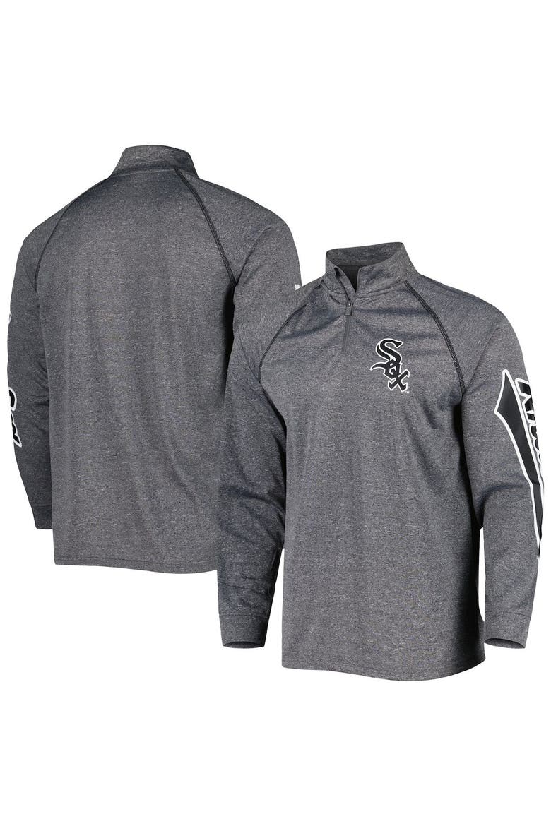 Men's Stitches Heather Gray Chicago White Sox Wordmark Raglan Quarter-Zip Top, Main, color, Heather Gray